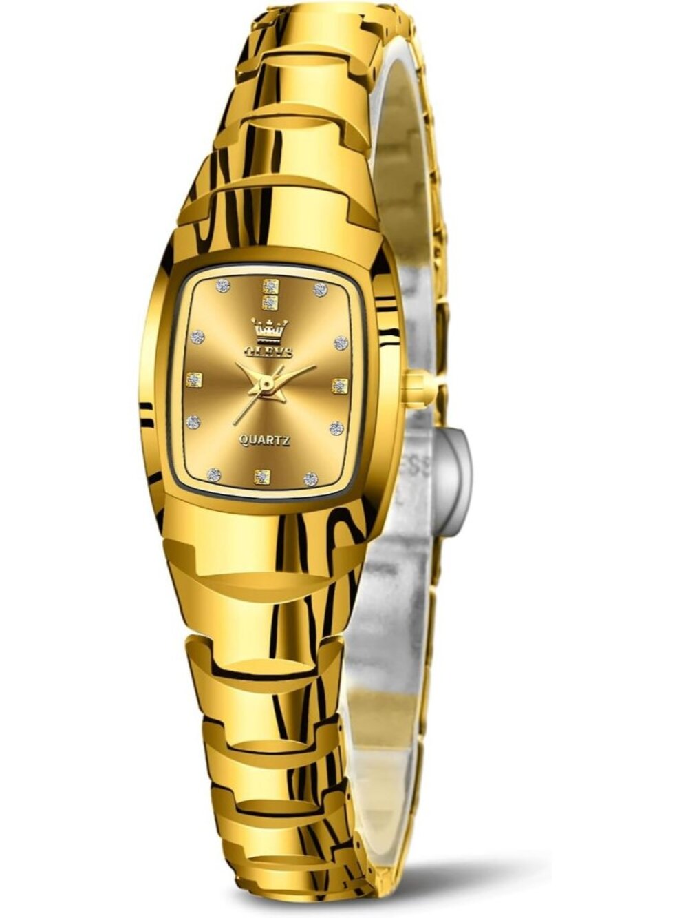 Women's Gold Ceramic Diamond Chronograph Waterproof Casual Ladies Wrist Watch